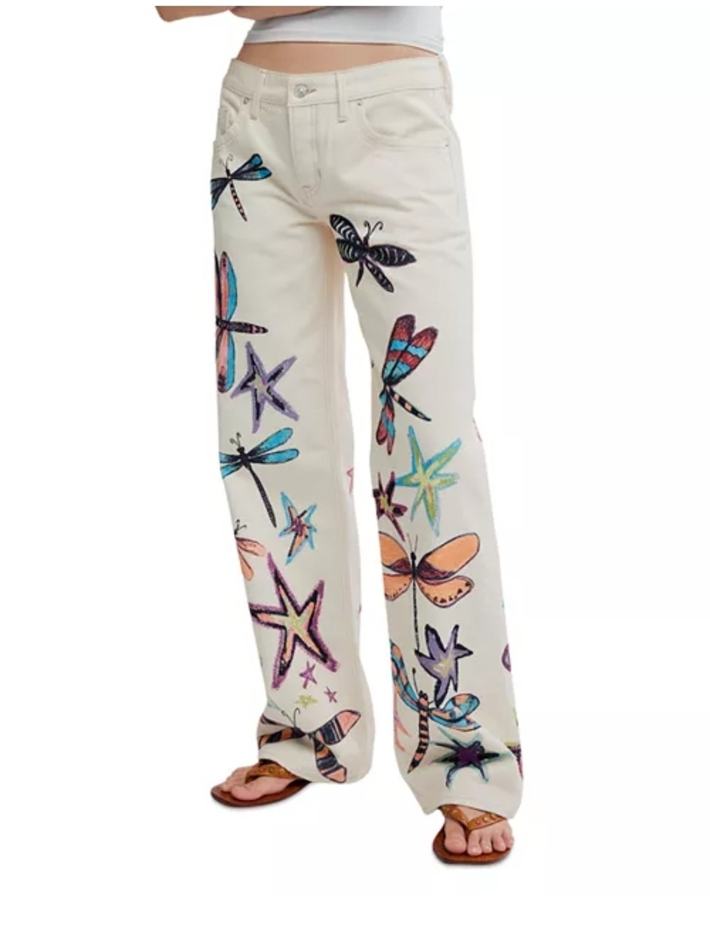 Free People We The Free Tennessee Low-Rise Illusions Jeans in cream